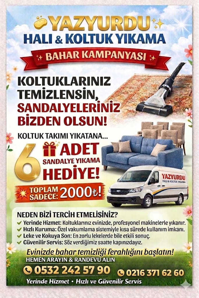 Yazyurdu Halı ve Koltuk Yıkama bahar kampanyası afişi
